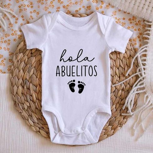 Hola Abuelitos Pregnancy Announcement Baby Bodysuit You're Going to be Grandparents Infant Romper in Kuwait