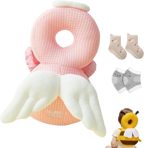 Baby Head Protection Backpack Fall Back Head Protector Adjustable Toddlers Head Safety Pad with Baby Knee Pads (Gray Koala) in Kuwait