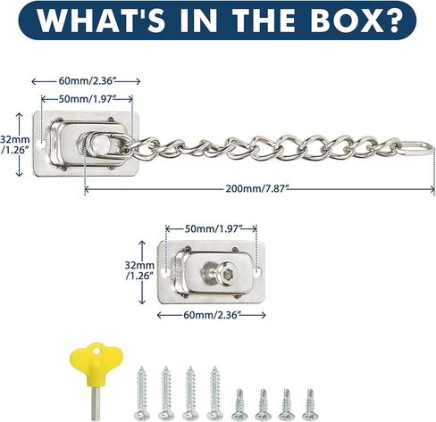 قفل سلسلة النوافذ Alise ، قفل سلسلة أمان باب النافذة من الفولاذ المقاوم للصدأ قفل سلسلة أمان السلامة للنوافذ للنوافذ المفتوحة المسطحة المضادة للسرقة ، النيكل المصقول بالفرشاة in Kuwait
