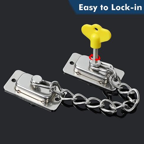 قفل سلسلة النوافذ Alise ، قفل سلسلة أمان باب النافذة من الفولاذ المقاوم للصدأ قفل سلسلة أمان السلامة للنوافذ للنوافذ المفتوحة المسطحة المضادة للسرقة ، النيكل المصقول بالفرشاة in Kuwait