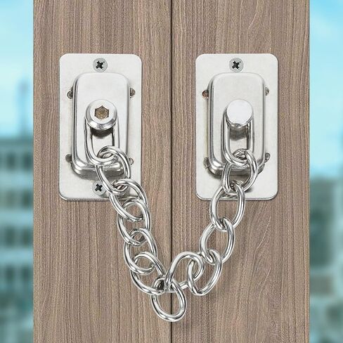 قفل سلسلة النوافذ Alise ، قفل سلسلة أمان باب النافذة من الفولاذ المقاوم للصدأ قفل سلسلة أمان السلامة للنوافذ للنوافذ المفتوحة المسطحة المضادة للسرقة ، النيكل المصقول بالفرشاة in Kuwait