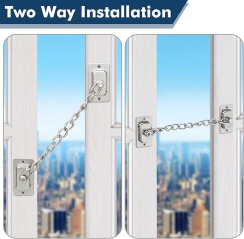 قفل سلسلة النوافذ Alise ، قفل سلسلة أمان باب النافذة من الفولاذ المقاوم للصدأ قفل سلسلة أمان السلامة للنوافذ للنوافذ المفتوحة المسطحة المضادة للسرقة ، النيكل المصقول بالفرشاة in Kuwait