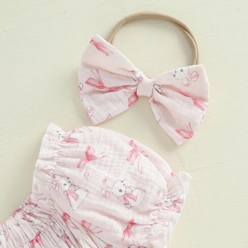 Newborn Baby Girl Easter Outfit Puff Bubble Onesie Romper Dress Bunny Smocked Jumpsuit Summer Clothes in Saudi Arabia
