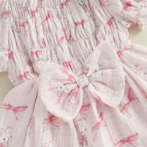 Newborn Baby Girl Easter Outfit Puff Bubble Onesie Romper Dress Bunny Smocked Jumpsuit Summer Clothes in Saudi Arabia
