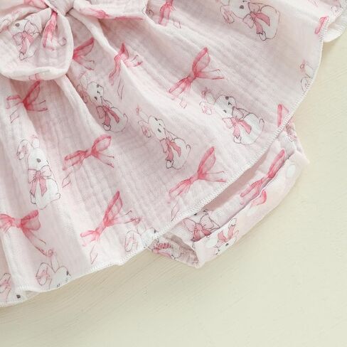 Newborn Baby Girl Easter Outfit Puff Bubble Onesie Romper Dress Bunny Smocked Jumpsuit Summer Clothes in Saudi Arabia