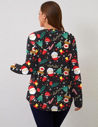 Rapbin Plus Size Tops for Women Long Sleeve Shirts V Neck Sweater Floral Blouses 2024 XL-5XL in Kuwait