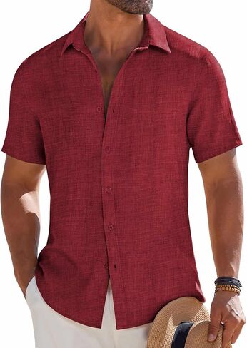 COOFANDY Men's Casual Short Sleeve Button Down Shirts Summer Vacation Shirt Lightweight Textured Shirts in Saudi Arabia