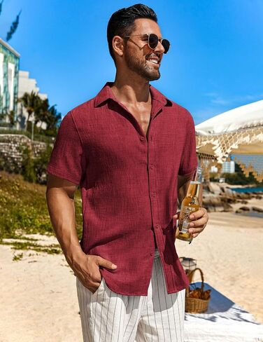 COOFANDY Men's Casual Short Sleeve Button Down Shirts Summer Vacation Shirt Lightweight Textured Shirts in Saudi Arabia