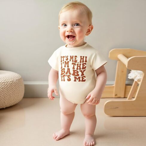 Newborn Baby Boy Girl Summer Clothes Funny Print Sweatshirt Romper Oversized Infant Short Sleeve Bodysuit in Saudi Arabia