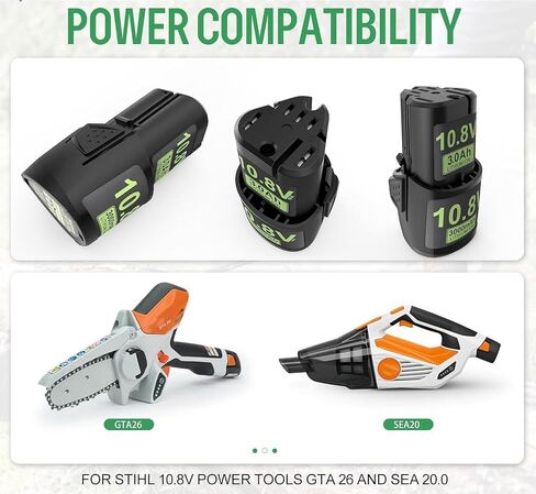 2packs 3000mAh استبدال لـ Stihl 10.8v HSA 25 بطارية HSA26 HSA25 AS2 GTA26 SEA2 in Saudi Arabia