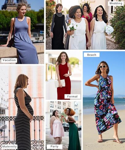 EUOVMY Women's Sleeveless Maxi Dress Casual Floral Loose Summer Vacation Long Maxi Dresses with Pockets in Saudi Arabia