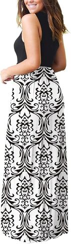 EUOVMY Women's Sleeveless Maxi Dress Casual Floral Loose Summer Vacation Long Maxi Dresses with Pockets in Saudi Arabia