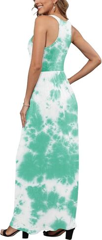 EUOVMY Women's Sleeveless Maxi Dress Casual Floral Loose Summer Vacation Long Maxi Dresses with Pockets in Saudi Arabia