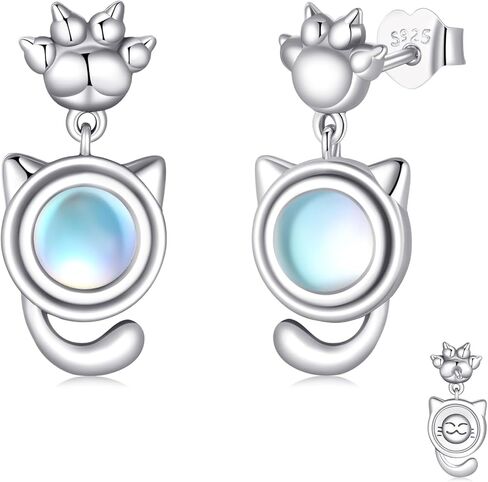 Dinosaur Earrings for Women 925 Sterling Silver Dino Moon Earring Cute Animal Dangle Drop Earrings Dinosaur Jewelry Gifts for Mother Daughter Sister Stocking Stuffer in Kuwait