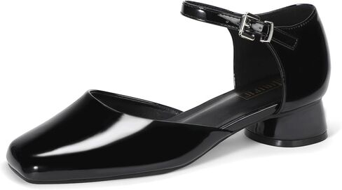 IDIFU Closed Toe Heels for Women Square Toe Low Block Chunky Heeled Pumps with Ankle Strap Buckle for Bride Wedding Comfortable Dressy Short Small Women's Dress Shoes Thick Heels in Saudi Arabia