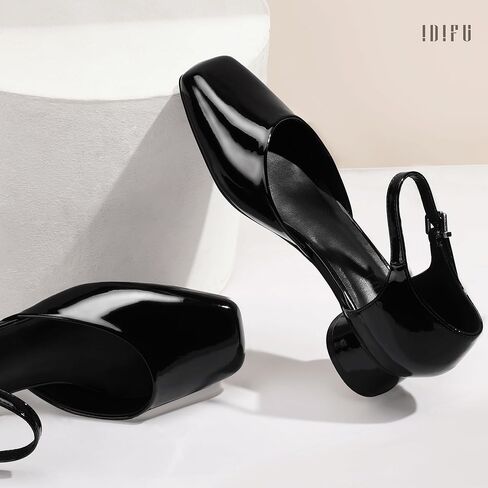 IDIFU Closed Toe Heels for Women Square Toe Low Block Chunky Heeled Pumps with Ankle Strap Buckle for Bride Wedding Comfortable Dressy Short Small Women's Dress Shoes Thick Heels in Saudi Arabia