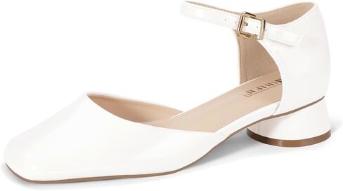 IDIFU Closed Toe Heels for Women Square Toe Low Block Chunky Heeled Pumps with Ankle Strap Buckle for Bride Wedding Comfortable Dressy Short Small Women's Dress Shoes Thick Heels in Saudi Arabia