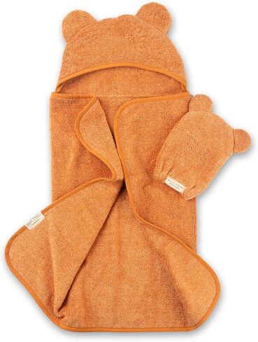 Bella Tunno Baby Bath Towel and Wash Mitt Set – Soft Absorbent Hooded Towels and Mitt-Style Baby Washcloths, Oeko-TEX Certified (Blush) in Saudi Arabia
