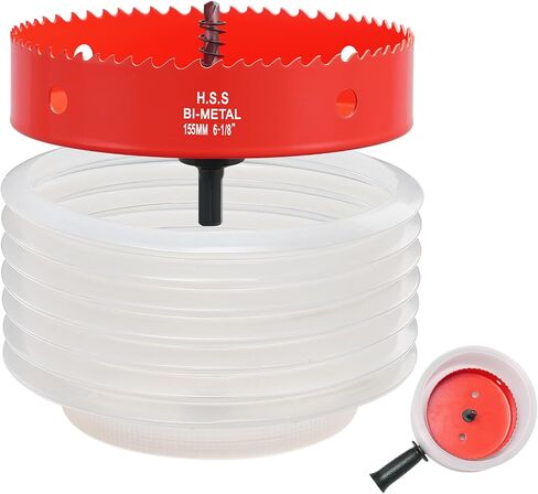 6-1/8 inch Hole Saw Dust Bowl, Drill Dust Cover Collector Scalable with Handle, 155mm Hole Saw Cutter with Dust Bowl for Recessed Lighting, Wood, Drywall in Saudi Arabia