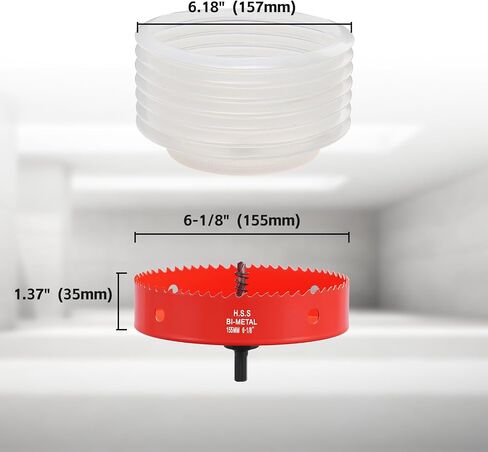 6-1/8 inch Hole Saw Dust Bowl, Drill Dust Cover Collector Scalable with Handle, 155mm Hole Saw Cutter with Dust Bowl for Recessed Lighting, Wood, Drywall in Saudi Arabia