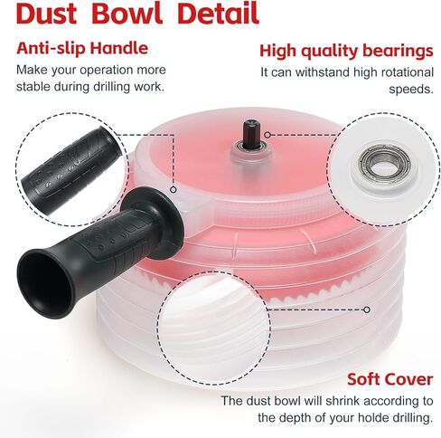 6-1/8 inch Hole Saw Dust Bowl, Drill Dust Cover Collector Scalable with Handle, 155mm Hole Saw Cutter with Dust Bowl for Recessed Lighting, Wood, Drywall in Saudi Arabia