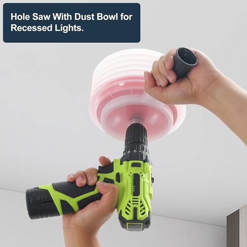 6-1/8 inch Hole Saw Dust Bowl, Drill Dust Cover Collector Scalable with Handle, 155mm Hole Saw Cutter with Dust Bowl for Recessed Lighting, Wood, Drywall in Saudi Arabia