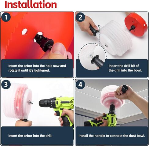 6-1/8 inch Hole Saw Dust Bowl, Drill Dust Cover Collector Scalable with Handle, 155mm Hole Saw Cutter with Dust Bowl for Recessed Lighting, Wood, Drywall in Saudi Arabia