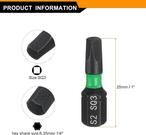 Harfington 2pcs SQ4 Square Square Bit 1/4 "Hex Shank 25mm/1" Magnetic 4 Point Head St Hex Bits S2 S2 STEL in Saudi Arabia