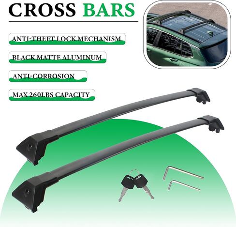 Silver Roof Rack Crossbars Replacement for Toyota Highlander 2020-2024 Max 260 LB Loading Weight Aluminum Body with Anti-Theft Lock Mechanism (NOT FIT L/LE/LE Hybrid & Grand Highlander in Saudi Arabia