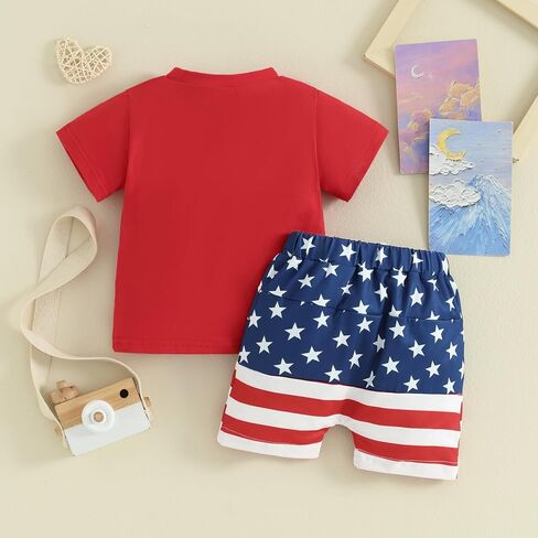 FOMOYUU Baby Boy Summer Flag Shorts Set Clothes for forth of July Outfits Infant Toddler Casual Boy Short Outfits in Kuwait
