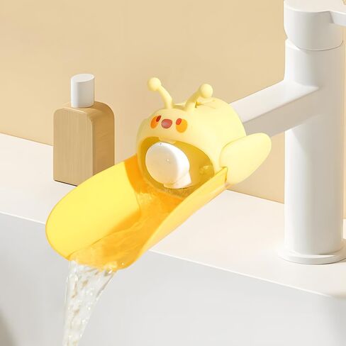 Silicone Animal Faucet Extender for Kids, Bathroom Sink, Kitchen, Bathtub Extension, 4.7x2.8 inches (Yellow, Bee) in Kuwait