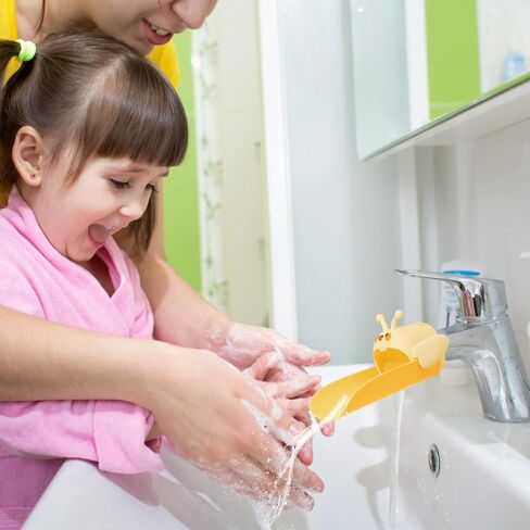 Silicone Animal Faucet Extender for Kids, Bathroom Sink, Kitchen, Bathtub Extension, 4.7x2.8 inches (Yellow, Bee) in Kuwait