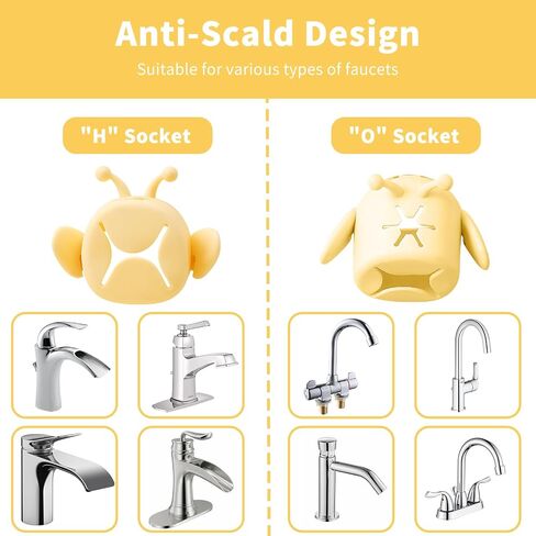 Silicone Animal Faucet Extender for Kids, Bathroom Sink, Kitchen, Bathtub Extension, 4.7x2.8 inches (Yellow, Bee) in Kuwait