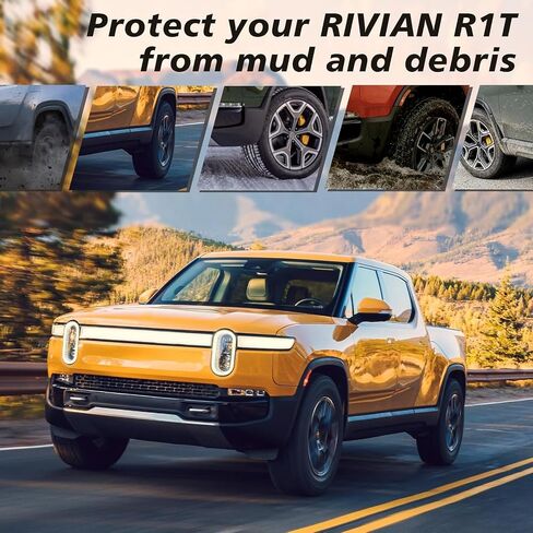 BestEvMod Mud Flaps Splash Guards Compatible with Rivian R1T 2022 2023 2024 Accessories Splash Fender Winter Vehicle Sediment Dirt Protection Set of 4 No Need to Drill Holes in Kuwait
