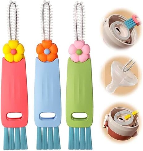 3 in 1 Cup Lid Gap Cleaning Brush Set, Multifunctional Insulation Bottle Cleaning Tools, Mutipurpose Tiny Silicone Cup Holder Cleaner, Home Kitchen Cleaning Tools in Kuwait