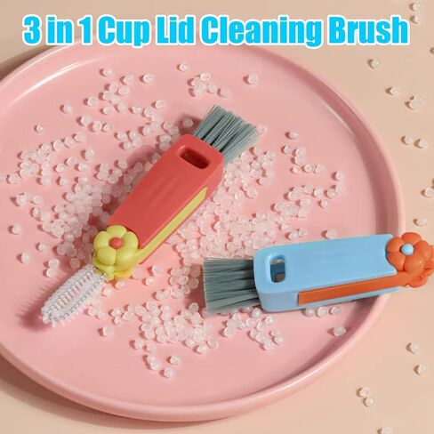 3 in 1 Cup Lid Gap Cleaning Brush Set, Multifunctional Insulation Bottle Cleaning Tools, Mutipurpose Tiny Silicone Cup Holder Cleaner, Home Kitchen Cleaning Tools in Kuwait