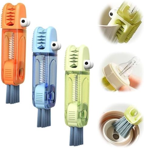 3 in 1 Cup Lid Gap Cleaning Brush Set, Multifunctional Insulation Bottle Cleaning Tools, Mutipurpose Tiny Silicone Cup Holder Cleaner, Home Kitchen Cleaning Tools in Kuwait