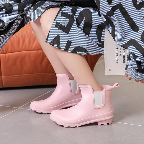 Harssidanzar Womens Short Rain Boots Shoes Garden Garden أحذية مضادة للانزلاق في الكاحل من أجل HL215US في الهواء الطلق in Kuwait