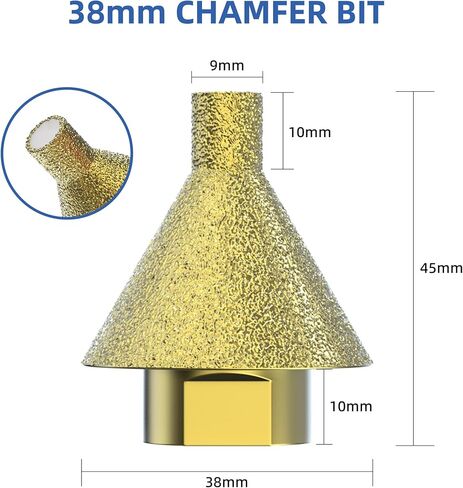 2pcs ماس تشمفير بتات 38 ملم+50 مم ، وحدات التثقيب واللكم ، وبلاط مخروط الماس لزاوية ، وتوسيع وثقوب التشذيب في بلاط ، والسيراميك ، والرخام ، والزجاج ، والجرانيت ، والخشب in Kuwait