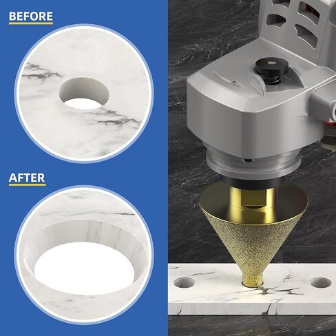 2pcs ماس تشمفير بتات 38 ملم+50 مم ، وحدات التثقيب واللكم ، وبلاط مخروط الماس لزاوية ، وتوسيع وثقوب التشذيب في بلاط ، والسيراميك ، والرخام ، والزجاج ، والجرانيت ، والخشب in Kuwait