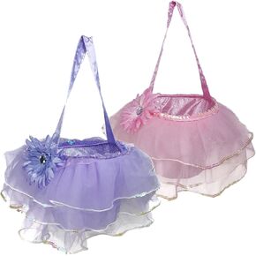 DearSun Set of 2pcs, Pink Flower Tutu Easter Basket with Elegant Appearance, Easter Baskets for Kids Easter Egg Hunting Basket