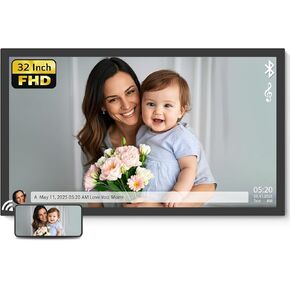 NexFoto 21.5 Inch Digital Picture Frame 64GB, Large Digital Photo Frame 1920x1080 IPS FHD, Remote Control, Easy to Share Photos/Videos via App & Email, Gifts for Mom, Light Wood in Kuwait