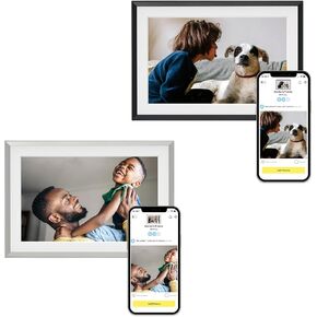 Aura Carver 10.1" WiFi Digital Picture Frame | The Best Digital Frame for Gifting | Send Photos from Your Phone | Quick, Easy Setup in Aura App | Free Unlimited Storage | (Gravel with White Mat)