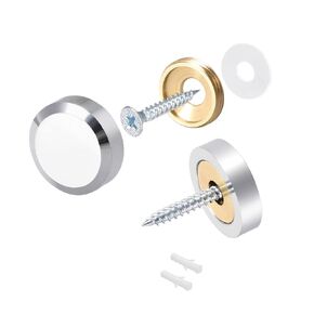 METALLIXITY Mirror Screws (18mm/0.71") 4Pcs, Decorative Cover Cap Nails Brass Polished with Accessories - for Sign Advertising Hardware, Construction, Gold Tone