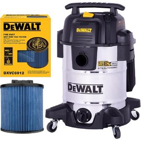 DEWALT 10 Gallon STEALTHSONIC Shop Vacuum Wet and Dry, with Shop Vac Filters Replacement for Regular or STEALTHSONIC 6-16 Gallon, DXV10S-QT+DXVC6912
