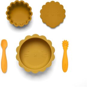 Silicone Suction Baby Bowl and Spoon Set, Toddler Snack Containers with Lid, Infant Spoons First Stage for baby 6 Months Self Feeding & Led Weaning, Baby Utensils 6-12 Months