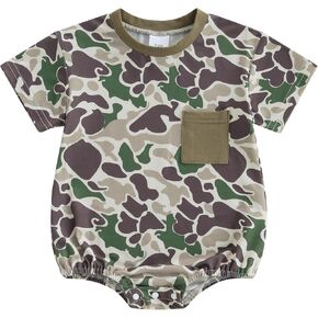 GOOCHEER Newborn Infant Baby Boy Summer Romper Outfit Camouflage Short Sleeve Bodysuit Jumpsuit Clothes