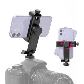 Camera Hot Shoe Cell Phone Holder with Cold Shoe Cell Phone Tripod Adapter for Microphone LED Light iPhone DSLR Mirrorless Camera Photography