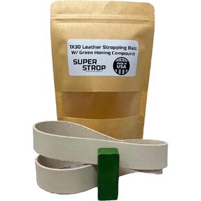 1 X 30 Inch Super Strop Leather Honing Polishing Belts Available in Multiple Packs (1X30 Leather Belt W/Green Compound)