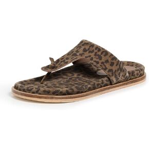 Women's Mika Footbed Sandal Thong, Chestnut Leopard Suede, 8.5